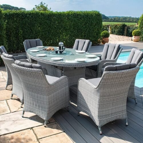Ascot 8 Seat Oval Dining Set with Lazy Susan