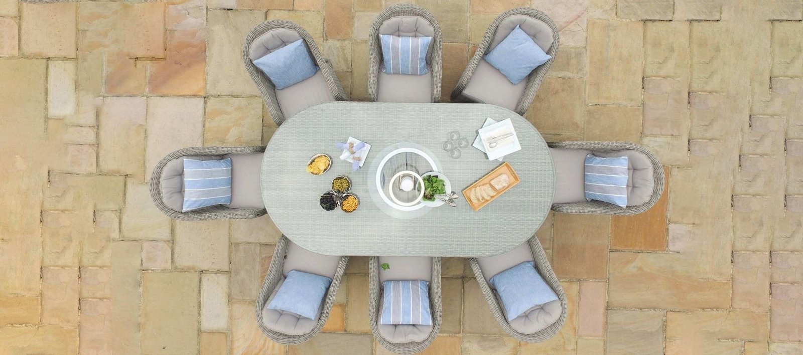 Oxford – Venice 8 Seat Oval Rattan Dining Set with Ice Bucket - Image 6