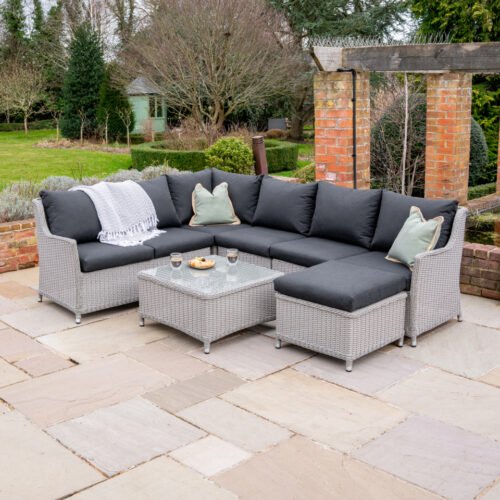 1 Talia Rattan Large Corner Sofa Lounging Set in White Wash